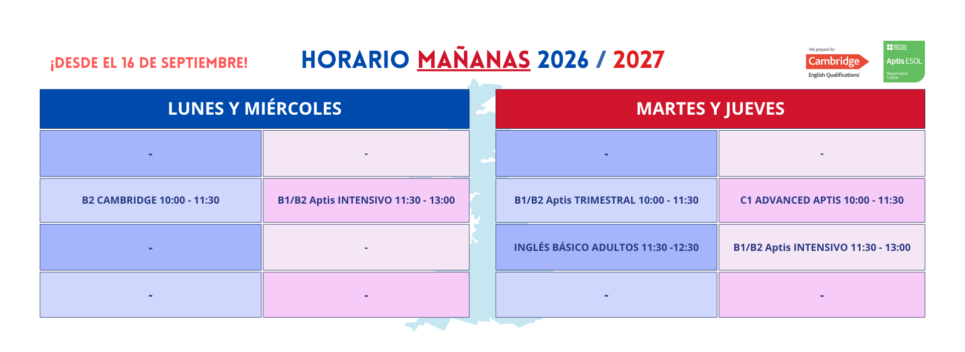 Horarios MAÑANAS 2627